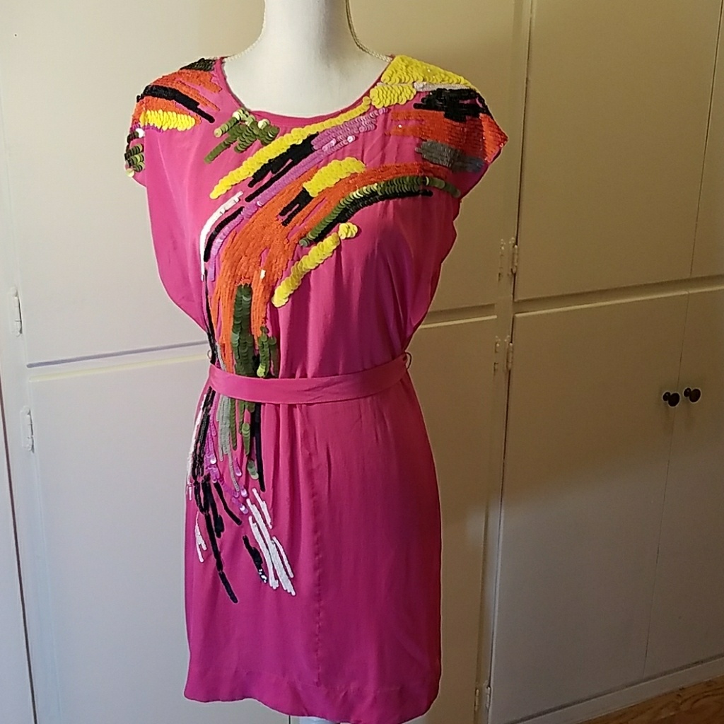 Yoana Baraschi Dress Pink With Sequin Detail